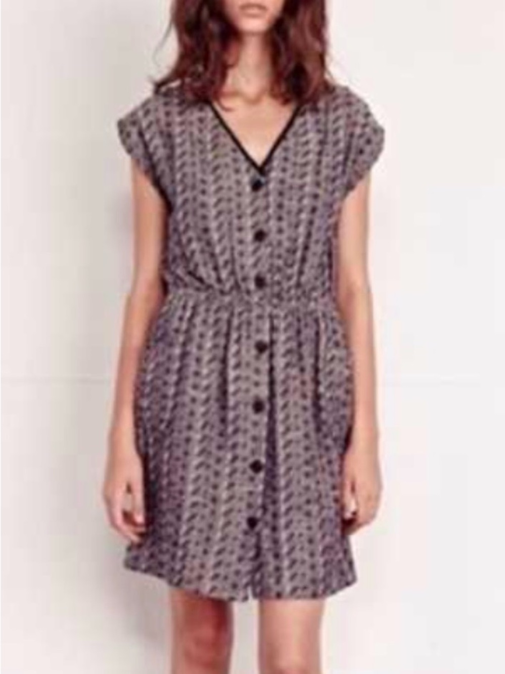 Ace & Jig | Garden Gray Print V Neck Button Dress